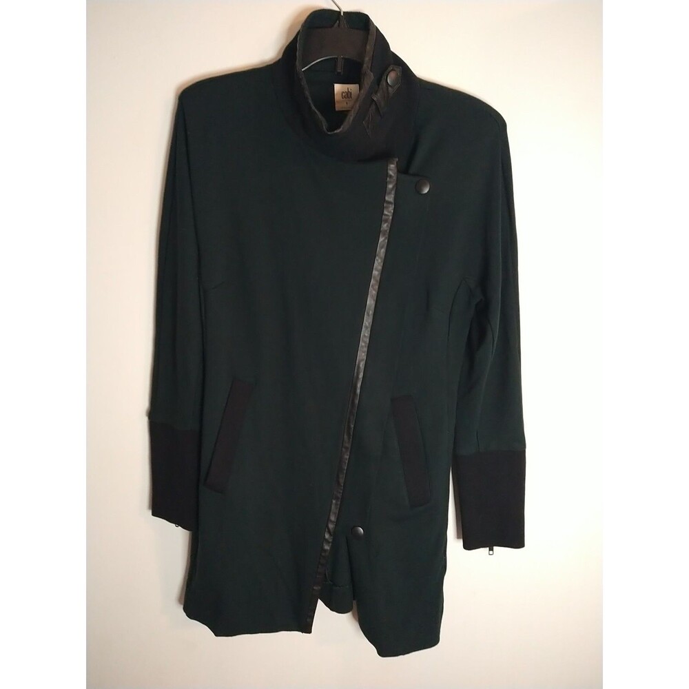 Cabi Turtleneck Asymmetrical Zip Coat Sm Edgy Olive Green Y2K City